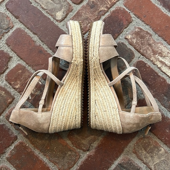 Eileen Fisher Wanda Tumbled Nubuck Espadrille Wedges Crisscross Straps - Picture 5 of 8